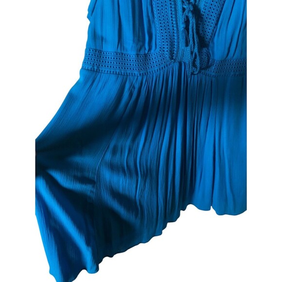 Torrid Dress Women's Size 2X Blue Lace Trim V-Neck Tie Closure Short Sleeve - Picture 5 of 8